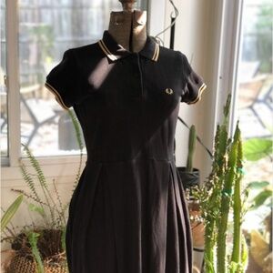 Fred Perry Women's Black Polo Dress tipped Lolita Goth Punk Oi! Size US 6